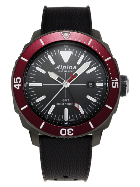 Alpina AL-247LGBRG4TV6 Seastrong Diver GMT Black Dial Red Bezel