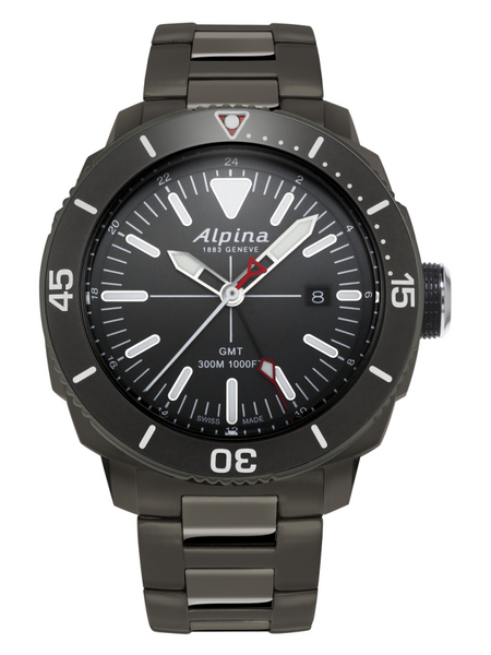 Alpina AL-247LGG4TV6B Seastrong Diver GMT Black Dial Metal Bracelet