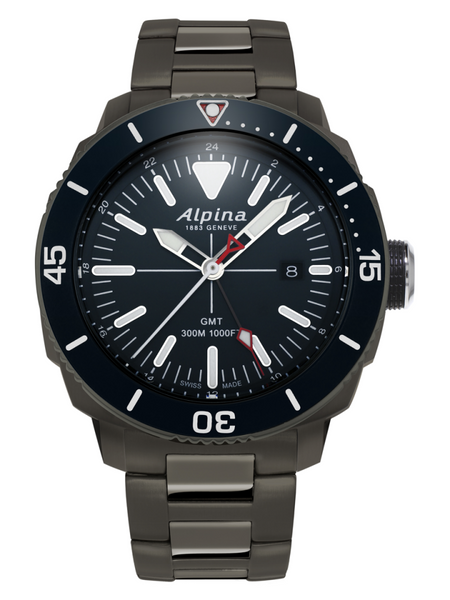 Alpina AL-247LNN4TV6B Seastrong Diver GMT Black Metal Band