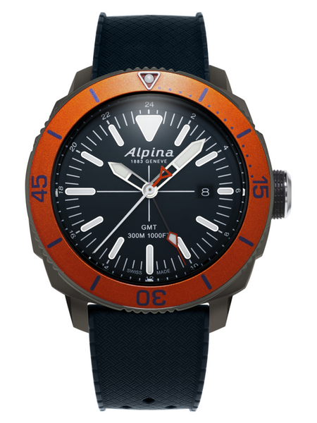 Alpina AL-247LNO4TV6 Seastrong Diver GMT Black Orange Bezel
