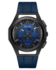 Bulova 98A232 CURV Five Hand Curved Chronograph Blue Dial