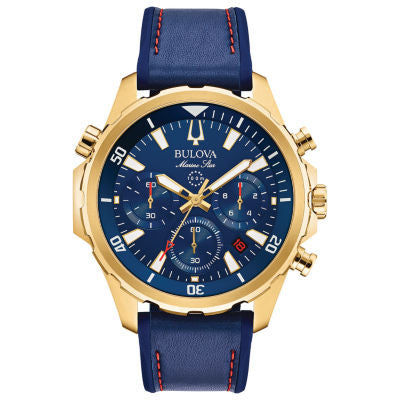Bulova Men's Marine Star Leather Chronograph Watch - 97B168 – Arizona ...