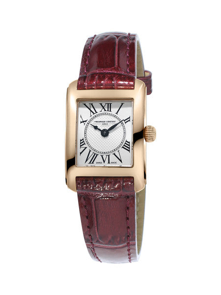 Frederique Constant FC-200MC14 Classics Carree Ladies Rose Gold Burgandy Strap
