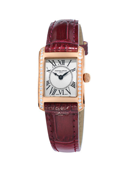 Frederique Constant FC-200MCD14 Classics Carree Ladies 34 Diamond Rose Gold Burgandy Strap