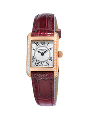 Frederique Constant FC-200MCD14 Classics Carree Ladies 34 Diamond Rose Gold Burgandy Strap