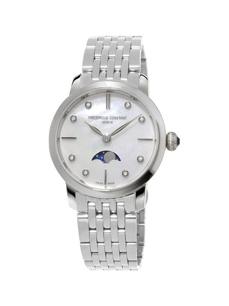 Frederique Constant FC-206MPWD1S6B Slimline Ladies Moonphase Stainless Steel Mother of Pearl