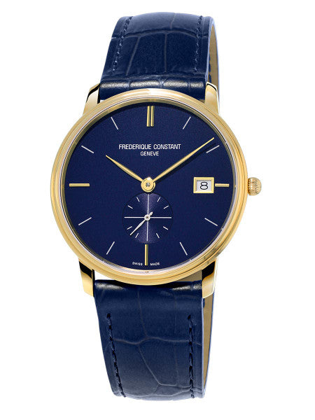 Frederique Constant FC-245N4S5 Slimline Gents Small Seconds Yellow Gold Blue Dial