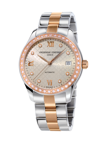 Frederique Constant FC-303LGD3BD2B Ladies Automatic Double Heart Beat Stainless Steel Bracelet  Rose Gold Light Grey Dial