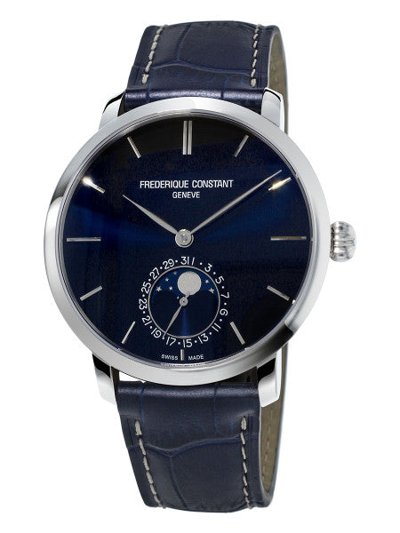 Frederique Constant FC-705N4S6 Slimline Moonphase Manufacture Stainless Steel Blue Dial