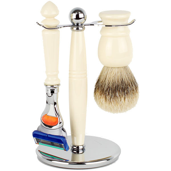 Hirsh Luxury Shaving Set - Ivory Resin - Fusion (HL-FSBA25RS)