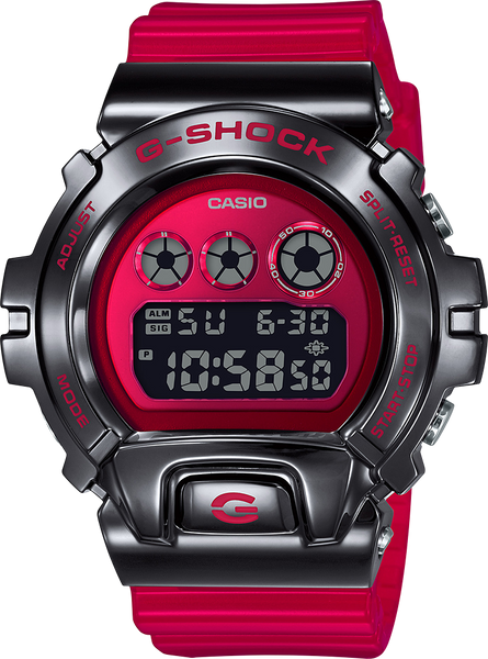G-Shock GM6900B-4 Stainless Metal Bezel Black and Red 25th Anniversary
