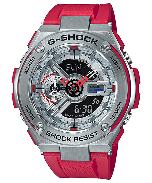 G-Shock G-Steel Red and Stainless Steel GST410-4A
