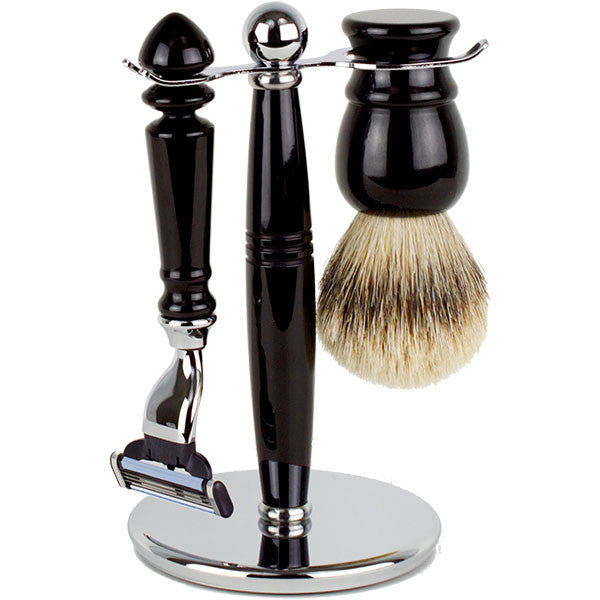 Hirsh Luxury Shaving Set - Black Resin - Mach 3 – Arizona Fine Time