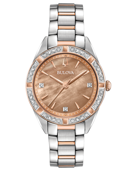 Bulova 98R264 Sutton Rose Gold Tone 16 Diamonds Mother-of-Pearl