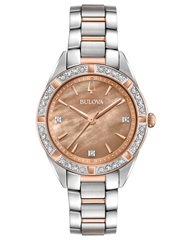 Bulova 98R264 Sutton Rose Gold Tone 16 Diamonds Mother-of-Pearl