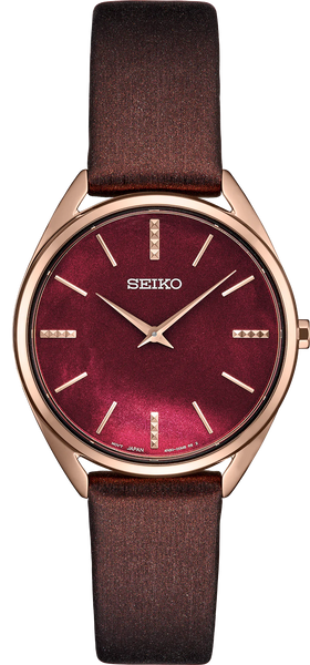 Seiko Essentials SWR082 Burgandy Bordeaux Mother of Pearl Quartz