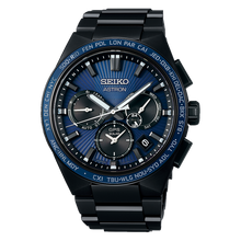 Seiko Astron SSH121 Sunburst Blue DLC Solar GPS Titanium Dual Time