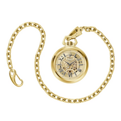 Bulova 97A178 Sutton Gold-Tone Pocket Watch Skeleton Automatic