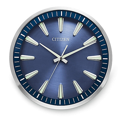 Citizen Gallery Circular Wall Clock - Silver-Tone - Navy Blue Dial  CC2010