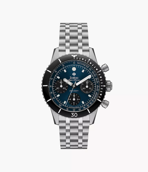 Zodiac ZO3605 Sea-Chron Automatic Stainless Chronograph Blue Black
