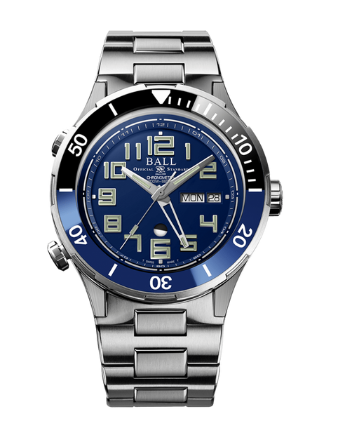 Ball DG3036B-S3C-BE Roadmaster Vanguard II Dual Time Blue Dial Titanium