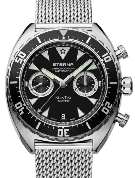 Eterna 7770.41.49.1718 Super Kontiki Chronograph Black Dial // Pre-Owned