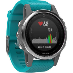 Garmin fenix 5S Multi-Sport Training GPS Watch (Silver, Turquoise Band)