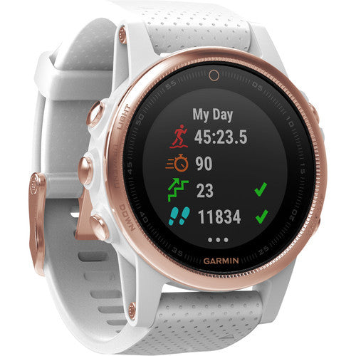 Garmin fenix 5S Sapphire Edition Multi-Sport Training GPS Watch (Rose Goldtone, White Band) 