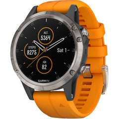 Garmin fenix 5S Plus Sapphire Edition Multi-Sport Training GPS Watch (47mm, Titanium with Solar Flare Orange)